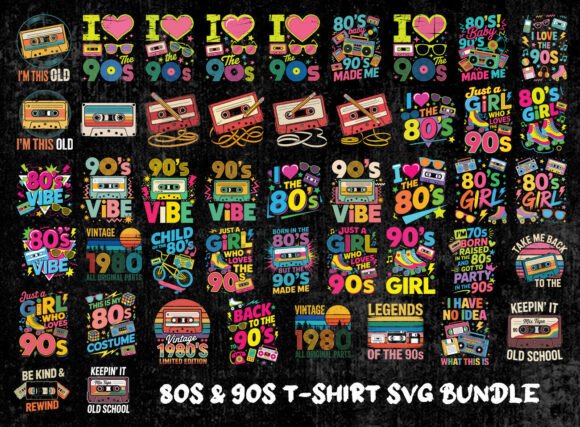 Download Retro 80s &amp; 90s Quotes Shirt SVG Bundle - Svg bundle Collection