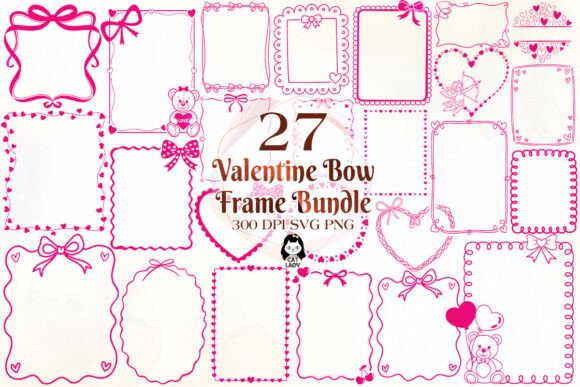 Download Coquette Valentine Bow Frame SVG Bundle - Svg bundle Collection