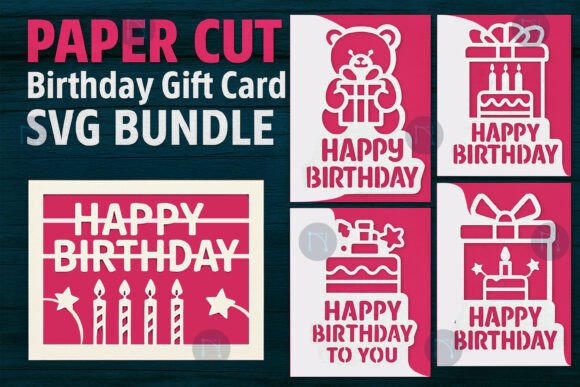 Download Paper Cut Birthday Gift Card SVG Bundle - Svg bundle Collection
